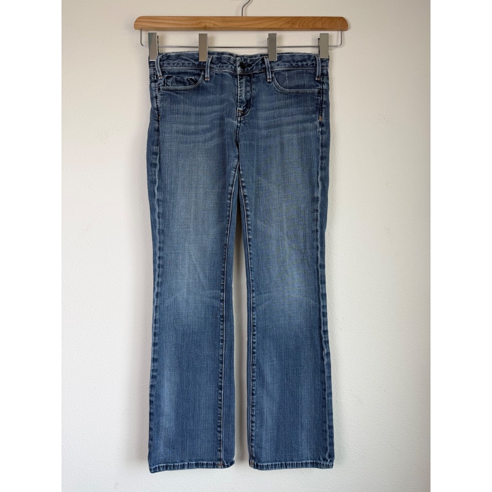 Vigoss Women Denim Jeans Bootcut Union Jack Pocket 32 Blue Low Rise Embroidered